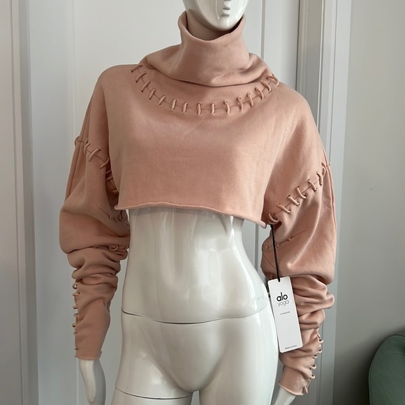 ALO Yoga Sweaters - NWT Alo Yoga copped Sweater Blush Splice Long Slv Top sz Small